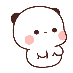 A small white cartoon bear with pink cheeks looking nervous and twitching.
