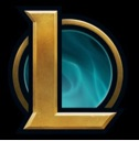 The golden letter L logo of League of Legends set against a dark teal circular background.