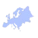 Europe continent silhouette in light blue pixel art style.