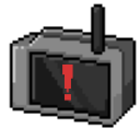 Scanner device with a glowing red exclamation point on its screen.