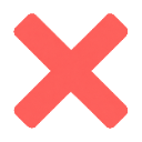 Red X symbol with rounded edges on a black background.