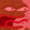 Pepe the Frog with a distorted, motion-blurred face screaming in panic with a red filter.