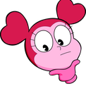 Spinel from Steven Universe looking confused and deep in thought.