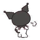 Kuromi turns her back while looking annoyed and sassy.