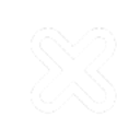 A white X mark symbol centered on a black background.