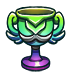 Trophy with a green and purple gradient finish standing as a symbol of achievement.