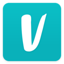 A white handwritten-style letter V centered on a teal rounded square background.