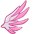 A stylized pink and white wing icon.