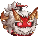 Fiend Yeti with glowing red eyes and horns looking angry.