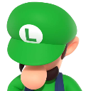 Luigi looking downward with a sad and defeated expression.