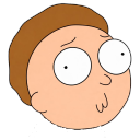 Morty Smith with wide eyes and a confused expression.