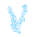 Letter V rendered in a liquid, stylized font with four different color versions shown side by side.