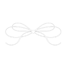 Ribbon tied in a simple bow shape with clean white lines on a black background.