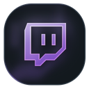 Twitch logo icon in purple on a dark background.