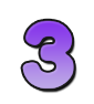 A bold purple number three with a dark outline.