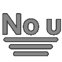 The text No u written in pixelated font with a repeating green and gray color scheme.