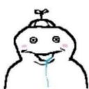 A hand-drawn character with spiral eyes and drool dripping from its mouth.