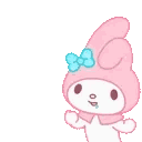 My Melody the rabbit looking hungry with a small drop of drool on her mouth.