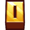 A metallic gold letter O with a polished 3D finish.