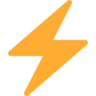 Lightning bolt icon in a vibrant orange color.