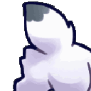 A fluffy wolf tail wagging in a playful and mischievous manner.