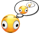 Yellow smiley face with wide eyes staring at a thought bubble containing a smaller version of itself.