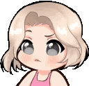 Blonde anime girl with a skeptical, unimpressed expression.