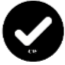 Checkmark symbol inside a black circle representing completion or approval.