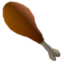 Turkey drumstick with a brown meat portion and a small exposed bone.
