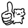 A small doodle creature giving a large thumbs up gesture.