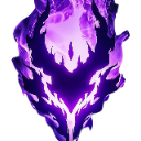 Purple flame flickering with dark, jagged edges and a glowing center.