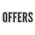 The word OFFERS repeated four times in a bold, sans-serif font.