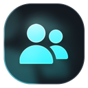 Two blue human silhouettes side by side against a dark background.