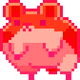 A small red hamster character rolling in a repeating pixel animation loop.