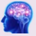 Human head silhouette with a glowing, vibrant purple and blue brain inside.