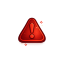 A glowing red warning triangle with an exclamation mark in the center.