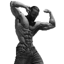 Gigachad flexing his muscles in a classic pose.