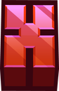 Red blocky X symbol in a pixel art style.