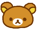 Rilakkuma bear faces in a row with a neutral, relaxed expression.