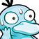 Shiny Psyduck with wide, panicked eyes and a large sweat drop on its forehead.