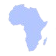 Africa continent silhouette rendered in light blue pixels on a black background.