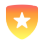 Shield with a black star in the center featuring a yellow to orange gradient.