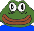 Pepe the Frog with wide, unblinking eyes staring directly forward.