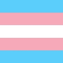 Transgender flag featuring horizontal stripes of light blue, pink, and white.