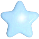 A smooth, rounded five-pointed star in a soft light blue color with a subtle glow.