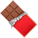 Chocolate bar wrapped in silver foil with a red background.