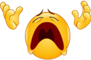 Yellow emoji face with hands raised in the air and a wide open mouth crying in despair.