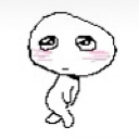 Stick figure with a blushing face looking bashfully to the side.