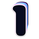 A stylized letter I with a dark center and a glowing purple and blue border.