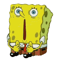 SpongeBob SquarePants hyperventilating with a panicked expression.